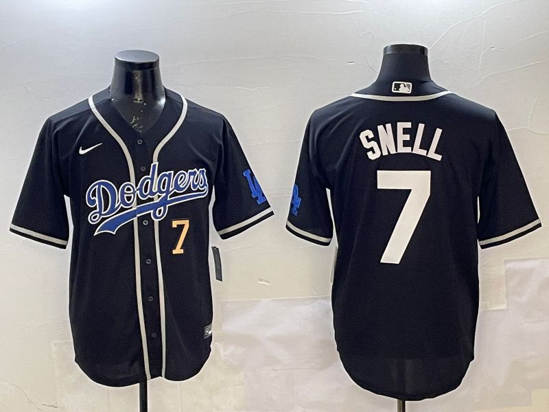 Men Los Angeles Dodgers 7 Snell Black Fashion Game 2025 Nike MLB Jersey style 6